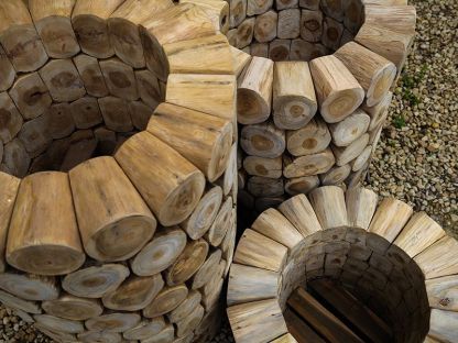 Log Bowl Teak Planter