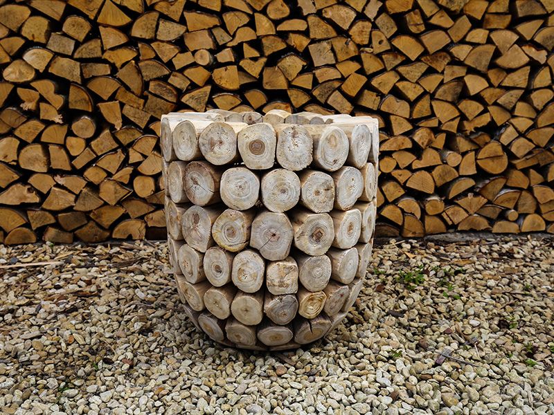 Log Bowl Teak Planter
