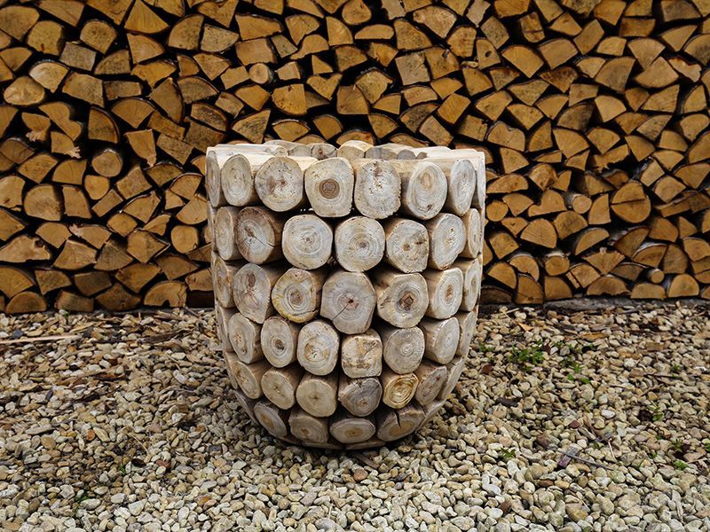 Log Bowl Teak Planter