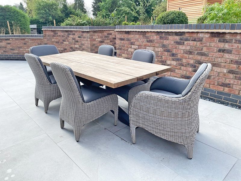 Meteor Timor 6 Chair Dining Set | FSC® Certified-Garden Furniture Centre-HighRange,Rattan,Teak,Tables,Dining Set,Outdoor Furniture,Sale,Rattan Furniture,Meteor Range,Outdoor Dining,FSC®-{collection_title}