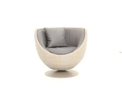 Meteor garden lounge swivel chair in Abaco XF marine grade rattan with ultra hi-loft outdoor cushion