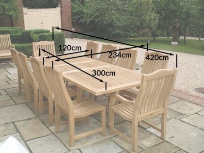 Malvern Luxury 10 Chair Teak Dining Set | FSC® Certified 