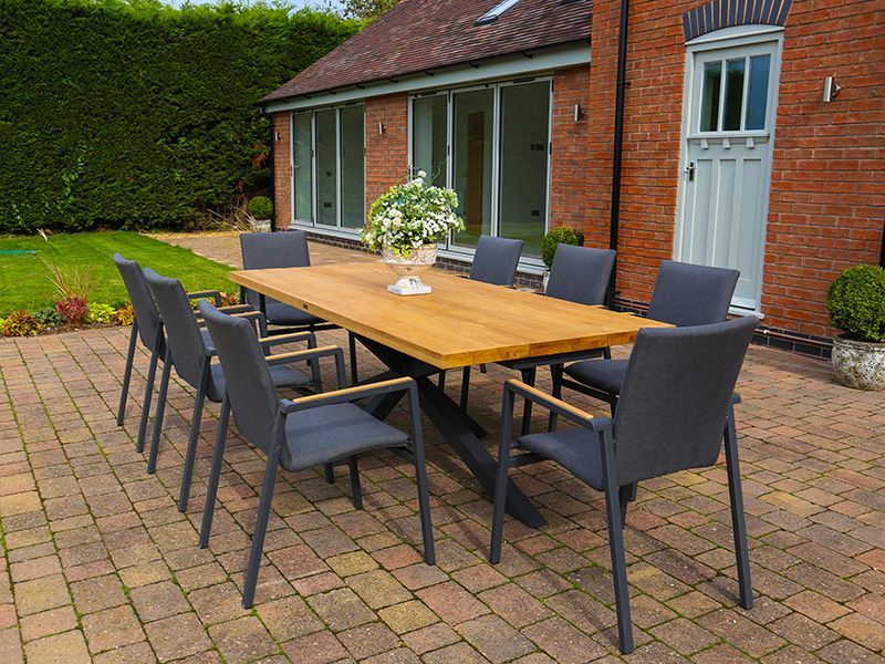 Mandalay 8 Chair Dining Set-Garden Furniture Centre-HighRange,Metal,Teak,Tables,Dining Set,Outdoor Furniture,Teak Garden Furniture,Outdoor Dining-{collection_title}