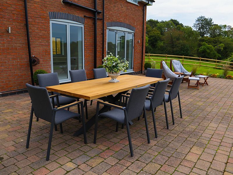 Mandalay 8 Chair Dining Set-Garden Furniture Centre-HighRange,Metal,Teak,Tables,Dining Set,Outdoor Furniture,Teak Garden Furniture,Outdoor Dining-{collection_title}