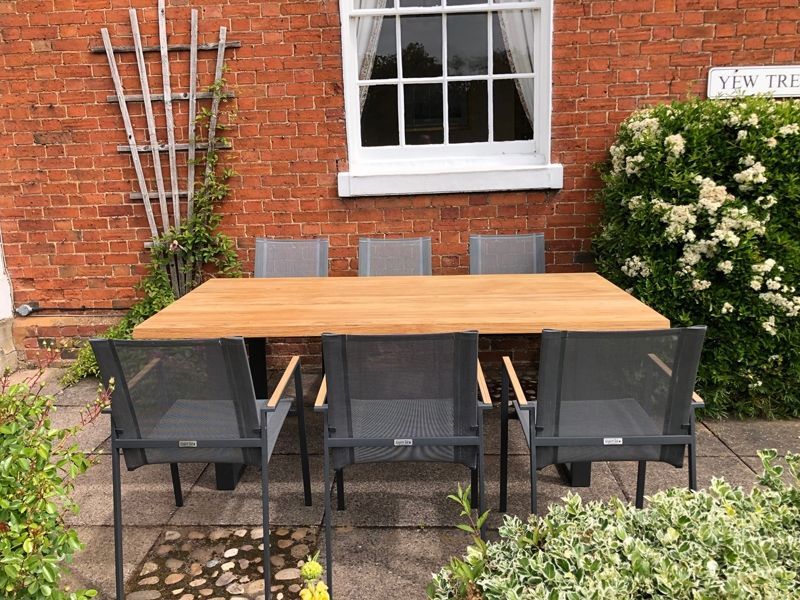 Edge Marbella 6 Chair Dining Set | FSC® Certified -Garden Furniture Centre-HighRange,Metal,Tables,Dining Set,Outdoor Furniture,Teak Garden Furniture,Metal Furniture,FSC®,Outdoor Dining-{collection_title}