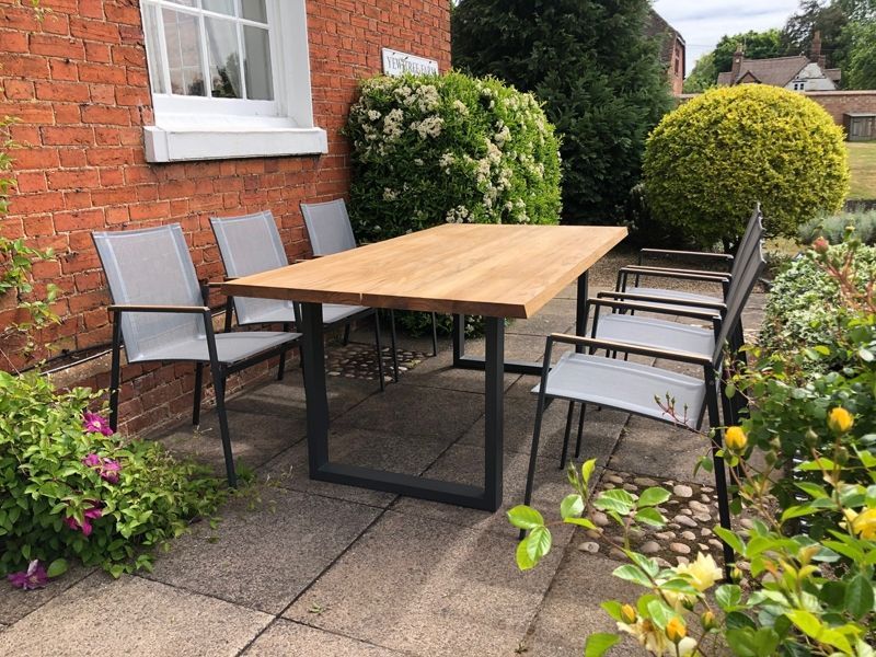 Edge Marbella 6 Chair Dining Set | FSC® Certified -Garden Furniture Centre-HighRange,Metal,Tables,Dining Set,Outdoor Furniture,Teak Garden Furniture,Metal Furniture,FSC®,Outdoor Dining-{collection_title}