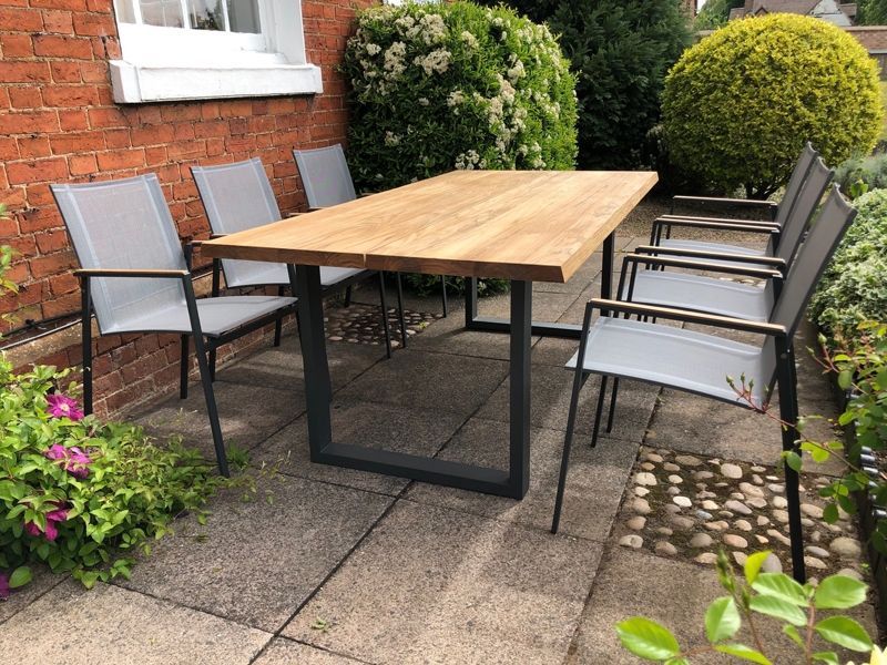 Edge Marbella 6 Chair Dining Set | FSC® Certified -Garden Furniture Centre-HighRange,Metal,Tables,Dining Set,Outdoor Furniture,Teak Garden Furniture,Metal Furniture,FSC®,Outdoor Dining-{collection_title}