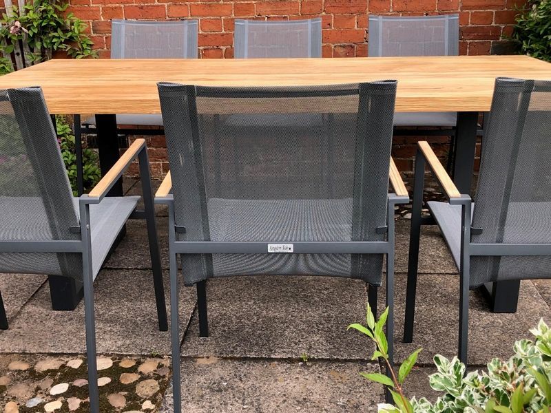 Edge Marbella 6 Chair Dining Set | FSC® Certified -Garden Furniture Centre-HighRange,Metal,Tables,Dining Set,Outdoor Furniture,Teak Garden Furniture,Metal Furniture,FSC®,Outdoor Dining-{collection_title}