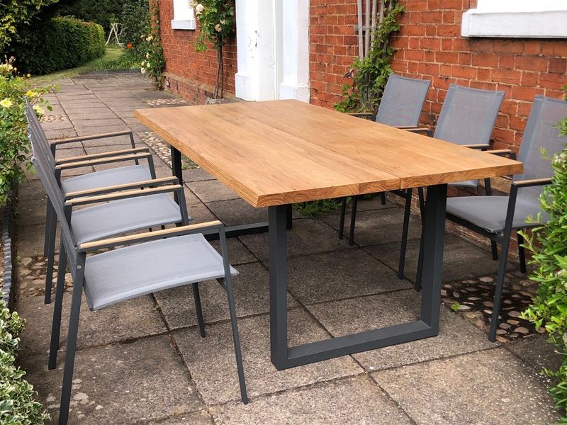 Edge Marbella 6 Chair Dining Set | FSC® Certified -Garden Furniture Centre-HighRange,Metal,Tables,Dining Set,Outdoor Furniture,Teak Garden Furniture,Metal Furniture,FSC®,Outdoor Dining-{collection_title}