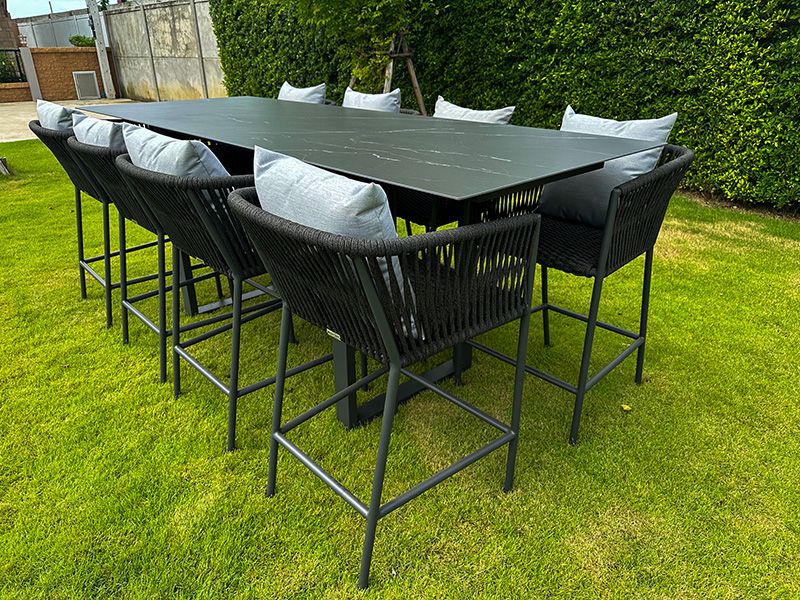 Aruba 8 Chair Bar Dining Set -Garden Furniture Centre-HighRange,Metal,Tables,Dining Set,Outdoor Furniture,Outdoor Dining,Bars & Bar Sets-{collection_title}