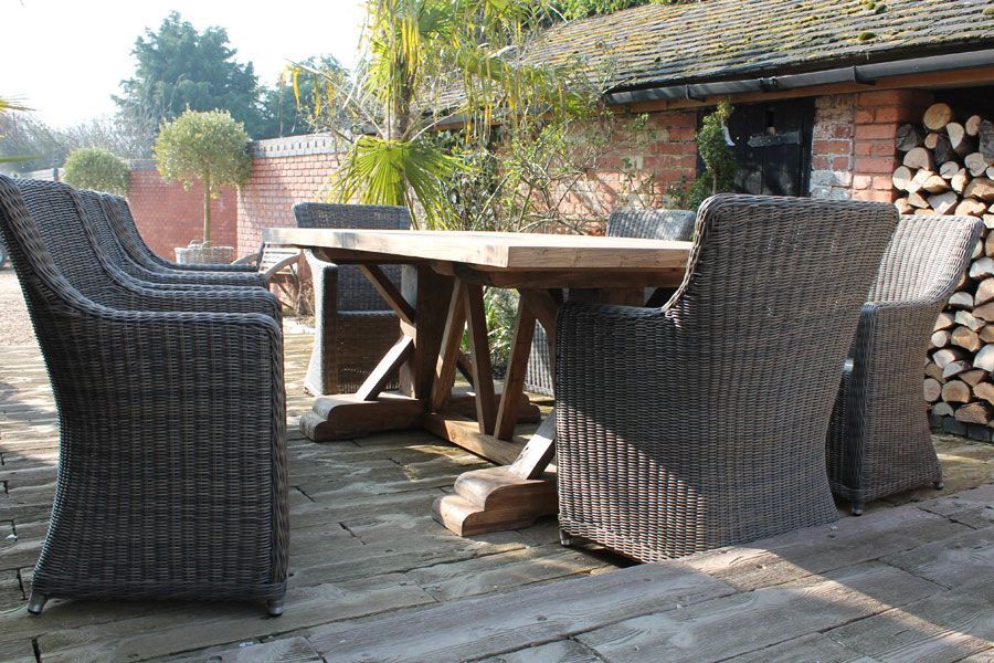 Valencia 8 Chair Dining Set-Garden Furniture Centre-HighRange,Reclaimed Furniture,Rattan,Tables,Dining Set,Teak,Outdoor Furniture,Teak Garden Furniture,Outdoor Dining-{collection_title}