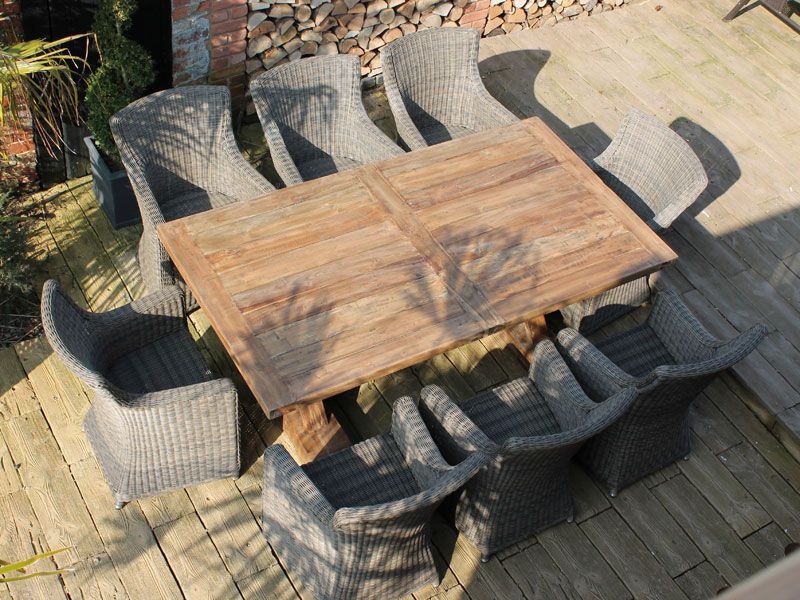 Valencia 8 Chair Dining Set-Garden Furniture Centre-HighRange,Reclaimed Furniture,Rattan,Tables,Dining Set,Teak,Outdoor Furniture,Teak Garden Furniture,Outdoor Dining-{collection_title}
