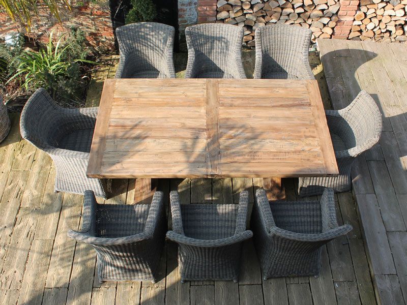 Valencia 8 Chair Dining Set-Garden Furniture Centre-HighRange,Reclaimed Furniture,Rattan,Tables,Dining Set,Teak,Outdoor Furniture,Teak Garden Furniture,Outdoor Dining-{collection_title}
