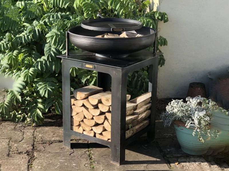 Modular Kitchen Fire Bowl with Log Store 