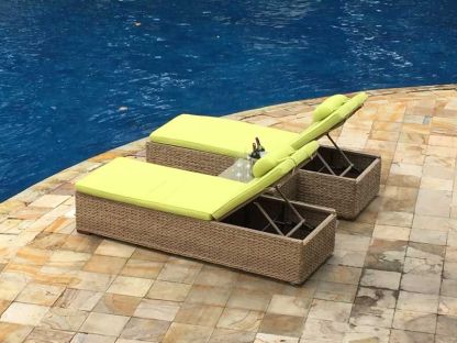 2 x Montana Sun Lounger + Free Side Table