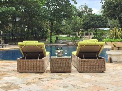 2 x Montana Sun Lounger + Free Side Table