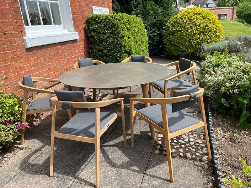 Mustique 6 Chair Round Set | FSC® Certified-Garden Furniture Centre-HighRange,Teak,Tables,Dining Set,Outdoor Furniture,Teak Garden Furniture,FSC®,Outdoor Dining-{collection_title}