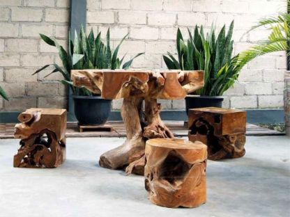 Naga Reclaimed Teak Root Square Stool 