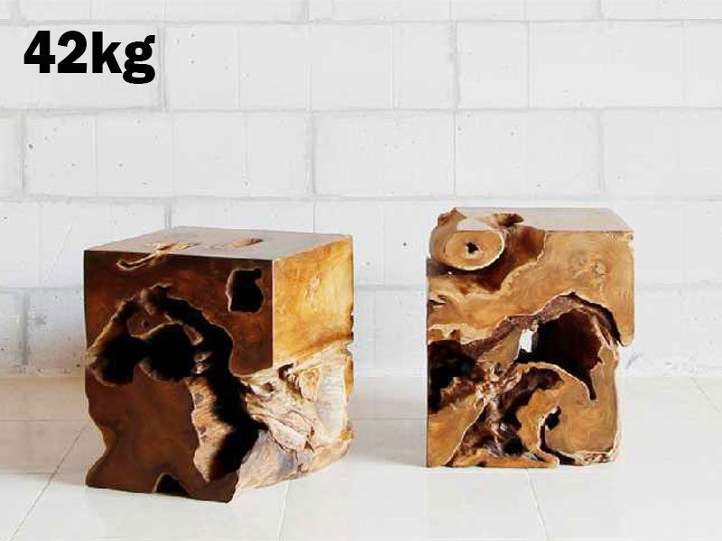 Naga Reclaimed Teak Root Square Stool 
