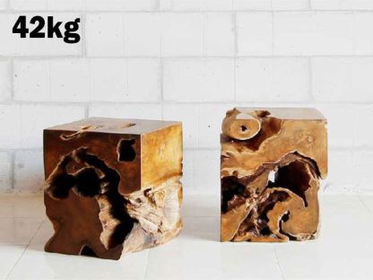 Naga Reclaimed Teak Root Square Stool 