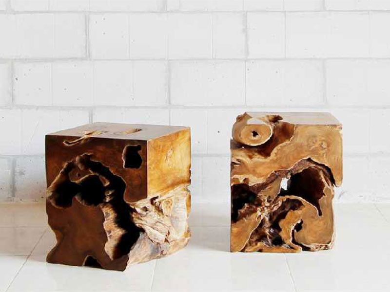 Naga Reclaimed Teak Root Square Stool 