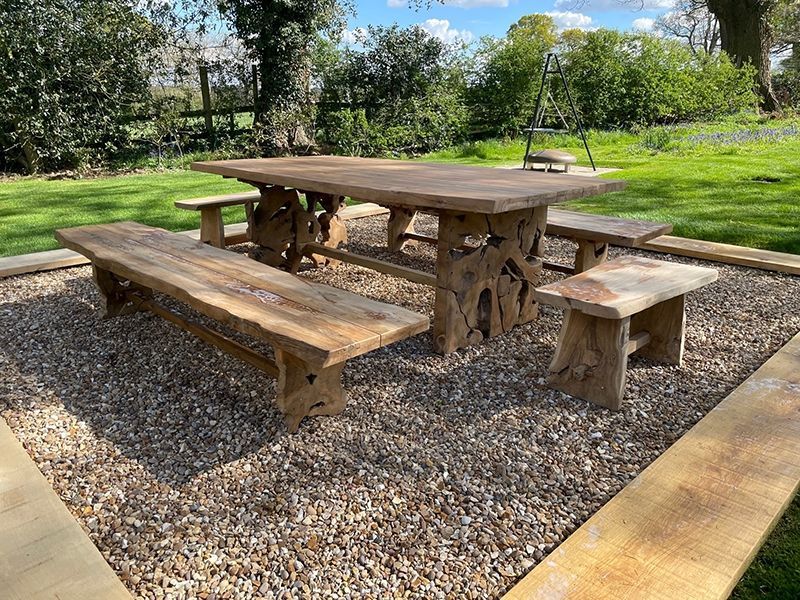 Nature Teak Bench Set 3m-Garden Furniture Centre-Root,HighRange,Outdoor Dining,Outdoor Furniture,Teak Garden Furniture,Picnic Tables,Teak,Benches,Teak Sets-{collection_title}