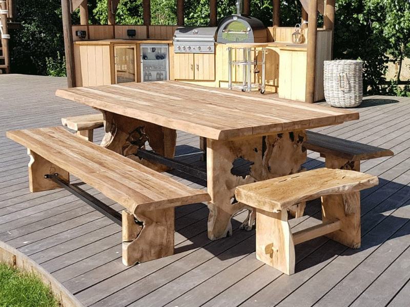 Nature Teak Bench Set 3m-Garden Furniture Centre-Root,HighRange,Outdoor Dining,Outdoor Furniture,Teak Garden Furniture,Picnic Tables,Teak,Benches,Teak Sets-{collection_title}