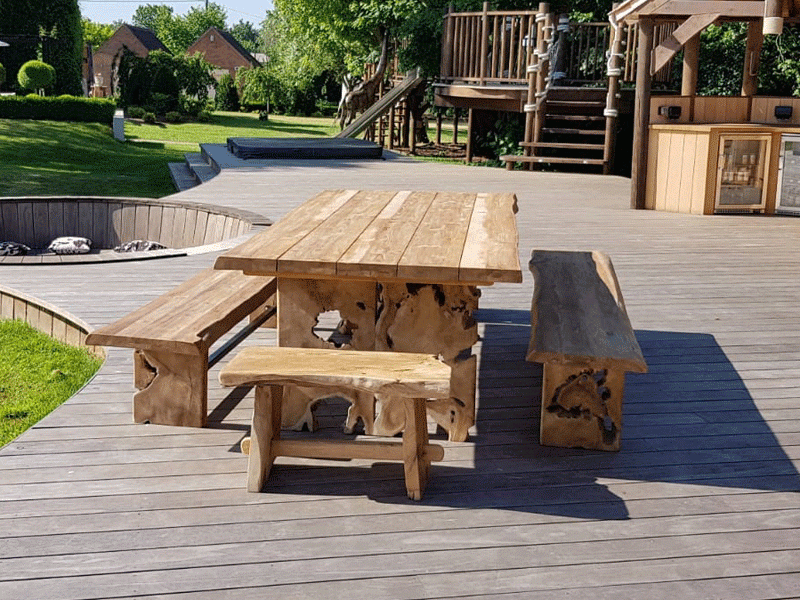 Nature Teak Bench Set 3m-Garden Furniture Centre-Root,HighRange,Outdoor Dining,Outdoor Furniture,Teak Garden Furniture,Picnic Tables,Teak,Benches,Teak Sets-{collection_title}