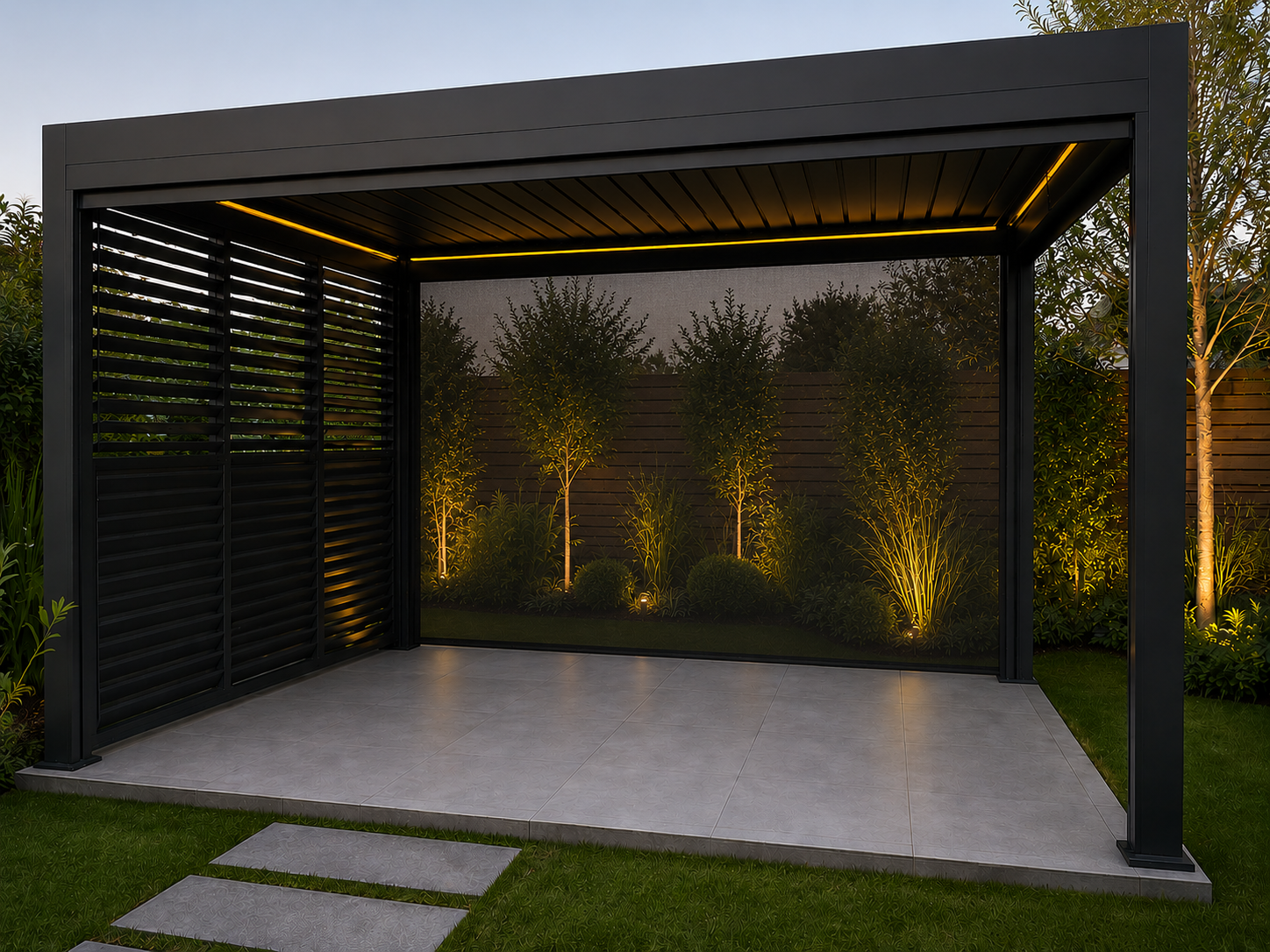 Neptune 4 x 3m LED Retractable Roof Gazebo 