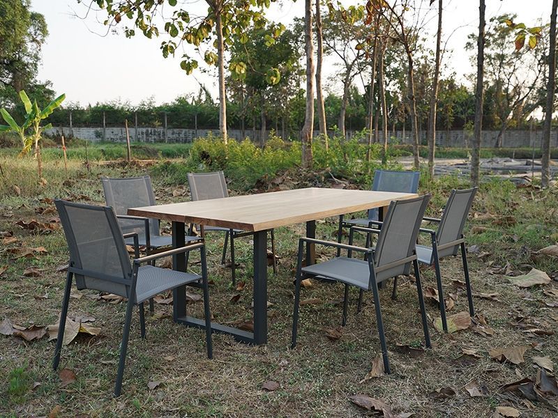 Edge Marbella 6 Chair Dining Set | FSC® Certified -Garden Furniture Centre-HighRange,Metal,Tables,Dining Set,Outdoor Furniture,Teak Garden Furniture,Metal Furniture,FSC®,Outdoor Dining-{collection_title}