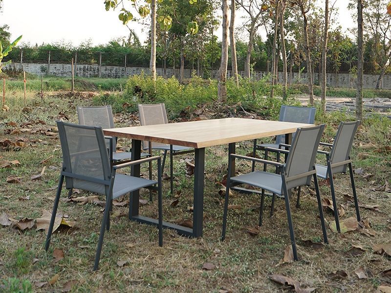 Edge Marbella 6 Chair Dining Set | FSC® Certified -Garden Furniture Centre-HighRange,Metal,Tables,Dining Set,Outdoor Furniture,Teak Garden Furniture,Metal Furniture,FSC®,Outdoor Dining-{collection_title}