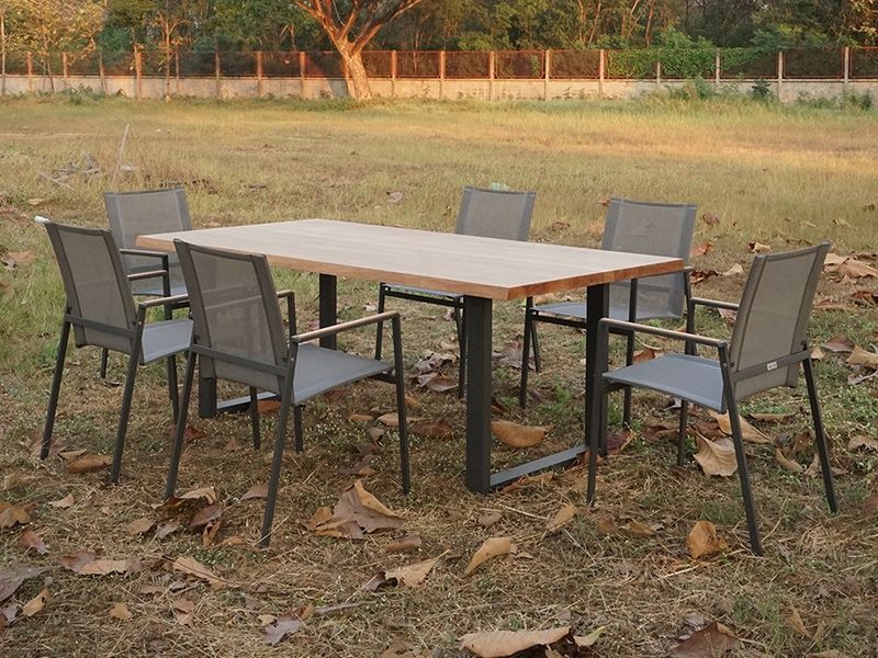 Edge Marbella 6 Chair Dining Set | FSC® Certified -Garden Furniture Centre-HighRange,Metal,Tables,Dining Set,Outdoor Furniture,Teak Garden Furniture,Metal Furniture,FSC®,Outdoor Dining-{collection_title}