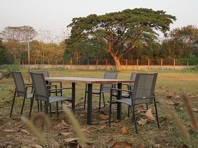 Edge Marbella 6 Chair Dining Set | FSC® Certified -Garden Furniture Centre-HighRange,Metal,Tables,Dining Set,Outdoor Furniture,Teak Garden Furniture,Metal Furniture,FSC®,Outdoor Dining-{collection_title}