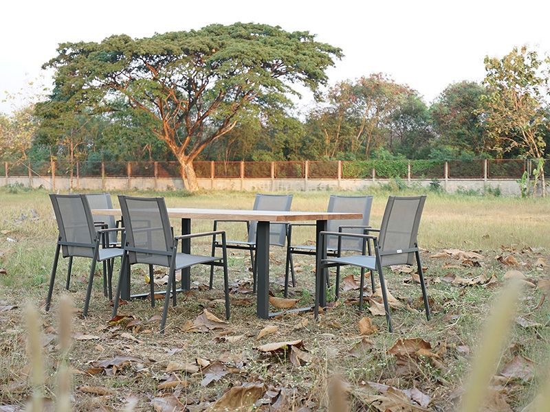 Edge Marbella 6 Chair Dining Set | FSC® Certified -Garden Furniture Centre-HighRange,Metal,Tables,Dining Set,Outdoor Furniture,Teak Garden Furniture,Metal Furniture,FSC®,Outdoor Dining-{collection_title}