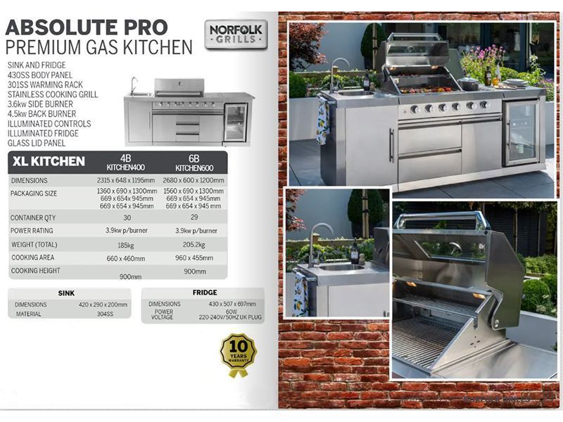 Premium Four Burner Kitchen BBQ | Norfolk Grills-Garden Furniture Centre-HighRange,Ranges,Fire Pits & BBQ's,Outdoor Kitchens,Outdoor Kitchen,BBQ's-{collection_title}