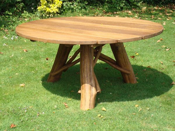 Oak Garden Meal Table 1.5m Diameter