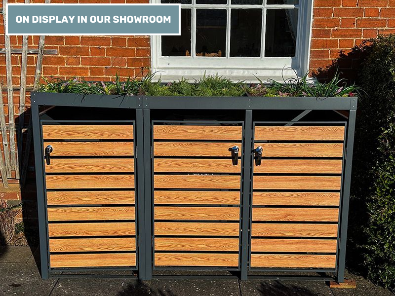 Galvanized Steel Wheelie Bin Cover With Planters | Triple
