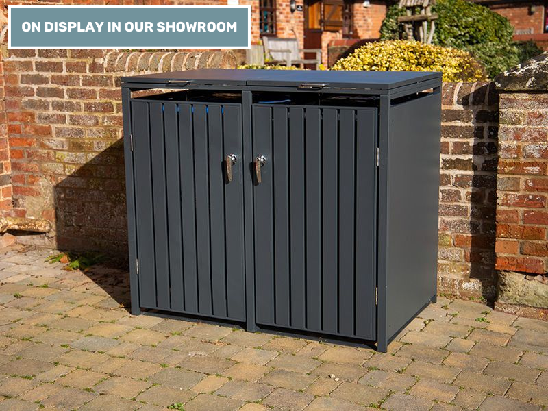 Anthracite Galvanized Steel Wheelie Bin Cover | Double