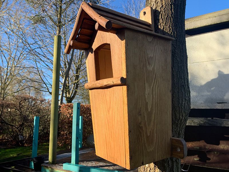 Rustic Oak Owl Box