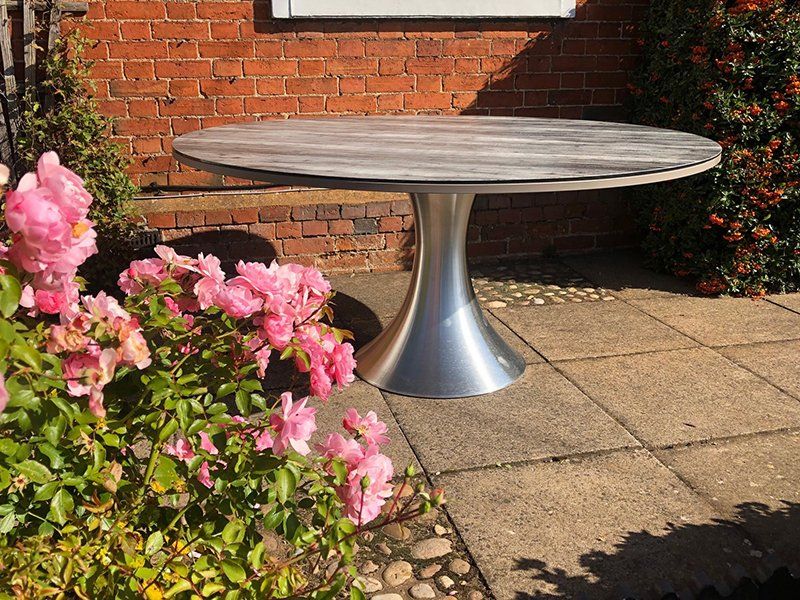 Palm Round Slate Table -Garden Furniture Centre-HighRange,Dining Table,Rattan,Metal Furniture,Outdoor Dining,Metal,Tables,Metal Tables,Metal Tables Metal-{collection_title}