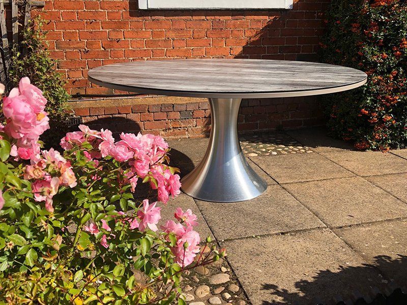 Palm Round Slate Table -Garden Furniture Centre-HighRange,Dining Table,Rattan,Metal Furniture,Outdoor Dining,Metal,Tables,Metal Tables,Metal Tables Metal-{collection_title}