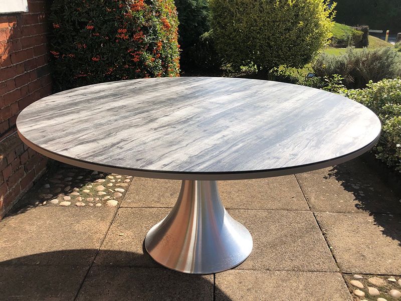 Palm Round Slate Table -Garden Furniture Centre-HighRange,Dining Table,Rattan,Metal Furniture,Outdoor Dining,Metal,Tables,Metal Tables,Metal Tables Metal-{collection_title}