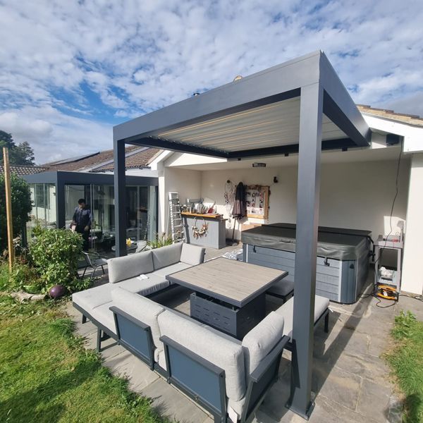 Bioclimatic Pergola 4 x 3m Wall Mounted | T7-Garden Furniture Centre-HighRange,Showroom exdis,Gazebos,Metal Gazebos,Wall Mounted Gazebos,Garden Rooms Gazebos,Bioclimatic Pergolas Gazebos-{collection_title}