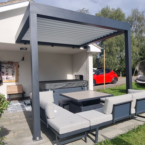 Bioclimatic Pergola 4 x 3m Wall Mounted | T7-Garden Furniture Centre-HighRange,Showroom exdis,Gazebos,Metal Gazebos,Wall Mounted Gazebos,Garden Rooms Gazebos,Bioclimatic Pergolas Gazebos-{collection_title}