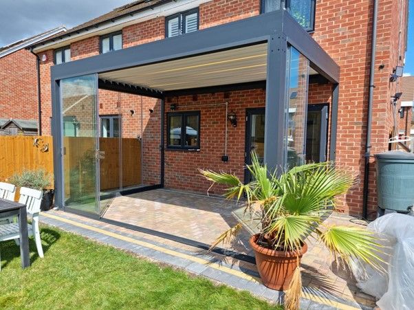 Bioclimatic Pergola 4 x 3m Wall Mounted | T7-Garden Furniture Centre-HighRange,Showroom exdis,Gazebos,Metal Gazebos,Wall Mounted Gazebos,Garden Rooms Gazebos,Bioclimatic Pergolas Gazebos-{collection_title}