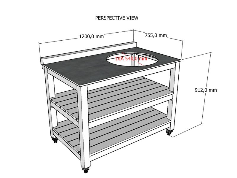 Bari Kitchen Big Green Egg Unit With Wheels | Bari