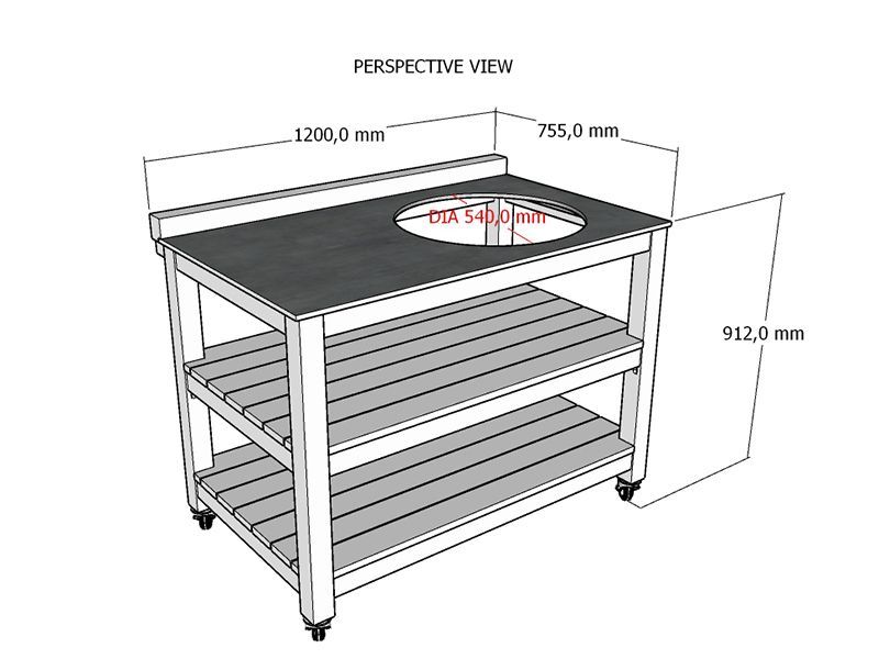Bari Kitchen Big Green Egg Unit With Wheels | Bari | Pre-Order -Garden Furniture Centre-HighRange,Reclaimed Furniture,Bari,Modular Furniture,Outdoor Furniture,Teak Garden Furniture,Outdoor Kitchens,The Bari Outdoor Kitchen Range-{collection_title}
