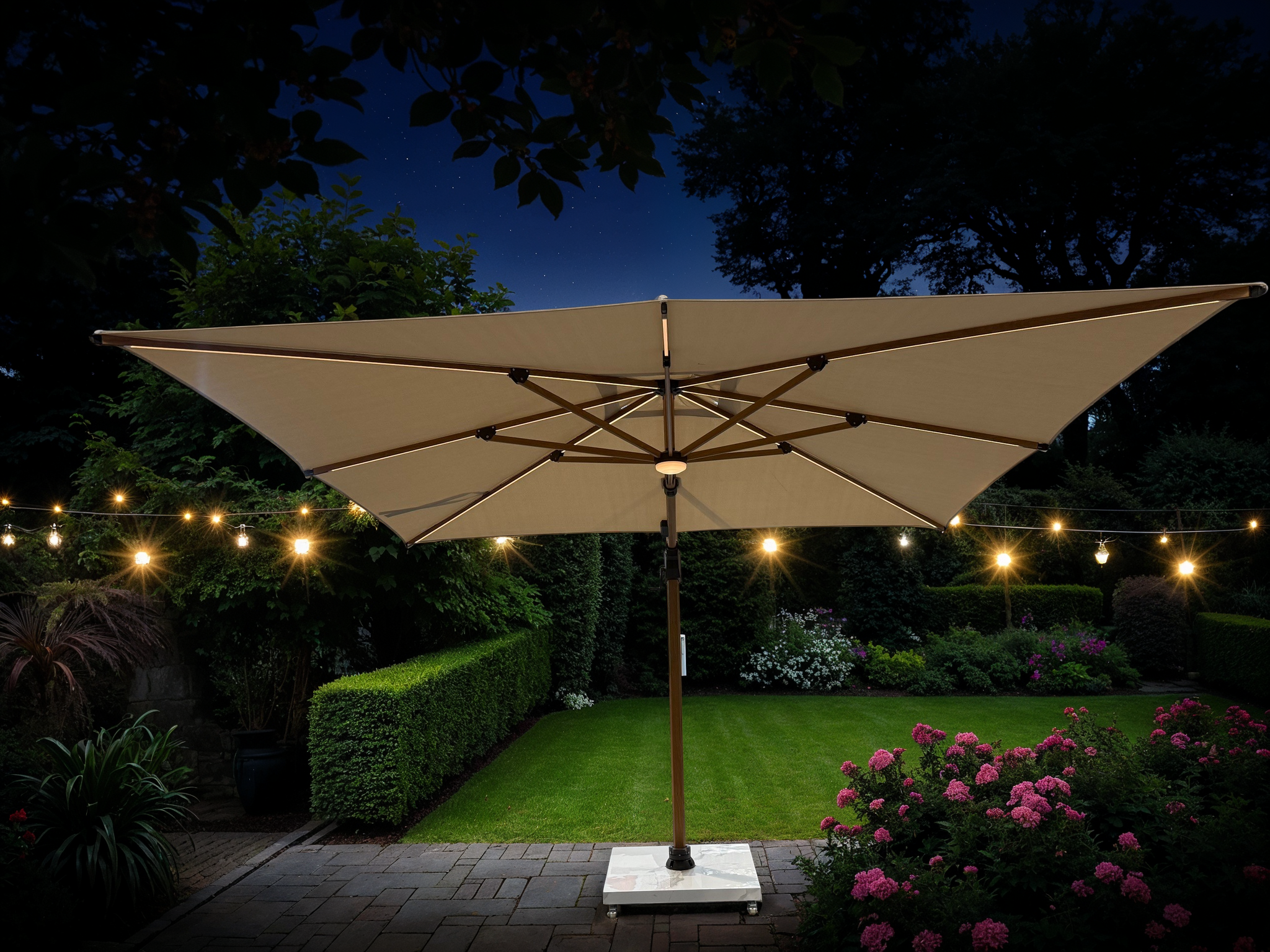 Pisa 3M Square Cantilever Parasol with LED Lights
