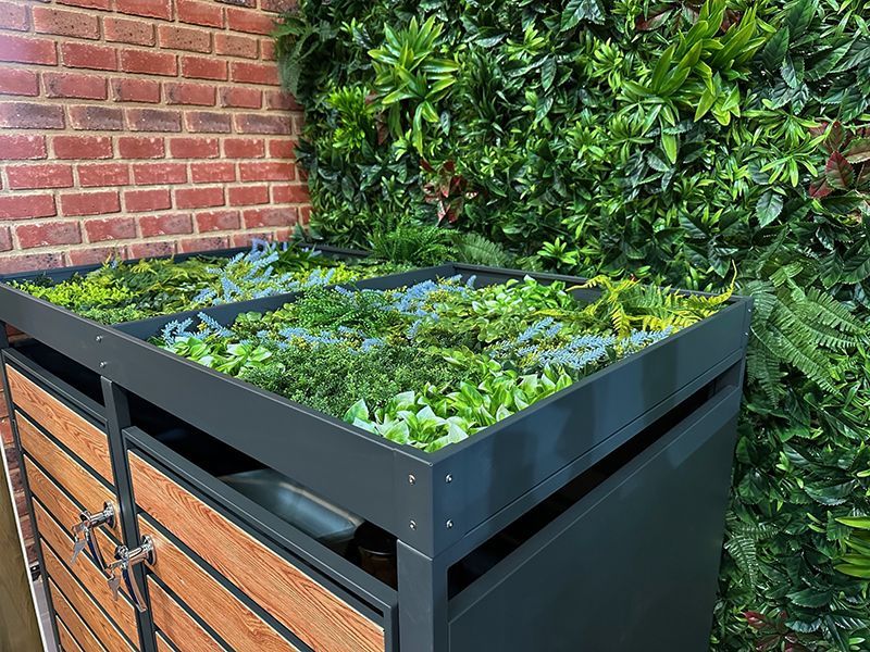 Galvanized Steel Wheelie Bin Cover With Planters | Double