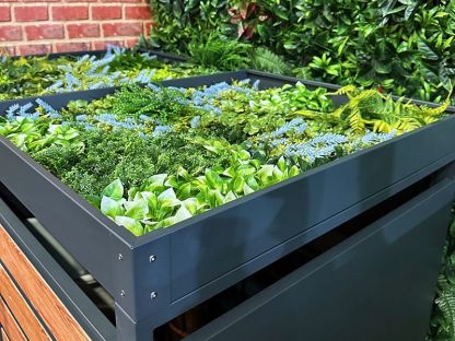 Galvanized Steel Wheelie Bin Cover With Planter | Quad Set
